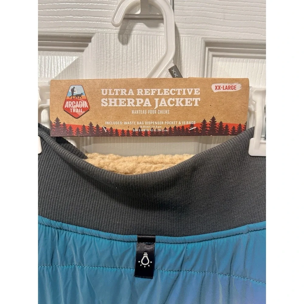 Arcadia Trail Dog Ultra Reflective Sherpa Jacket Teal Sz XX-Large‎ 42